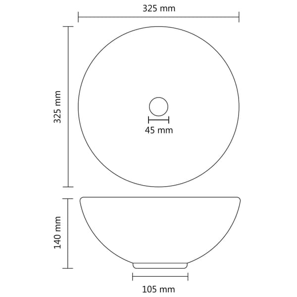 vidaXL rund håndvask til badeværelset mat lysegrå 32,5 x 14 cm