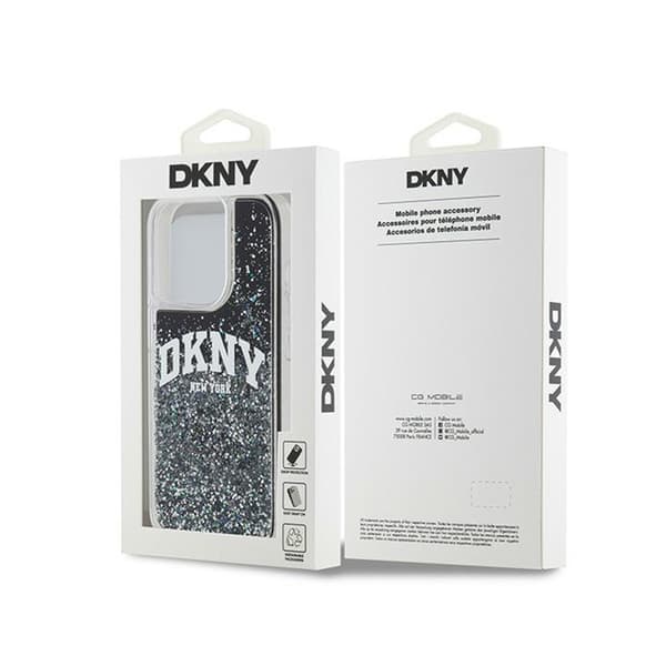 DKNY Liquid Glitter Stort Logo - iPhone 15 Pro Etui (Sort)