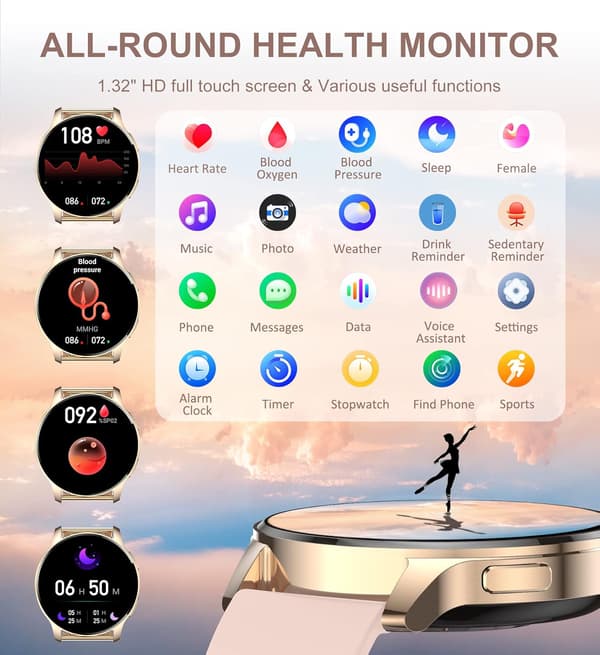 ÄLYKELLO 1.32" HD iOS Android Bluetooth SYKE ASKELMITTAR 3 RAITA