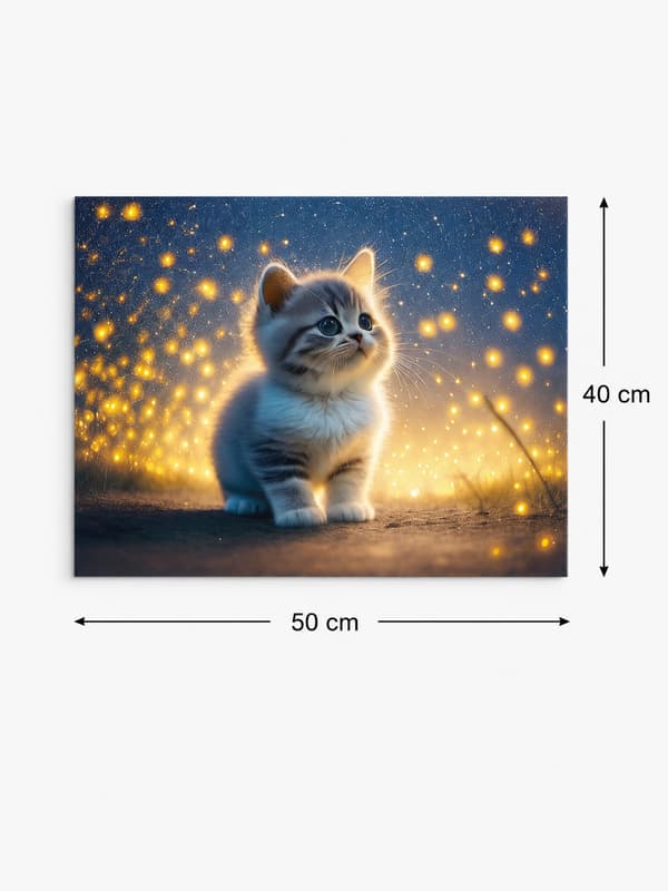 Maleri efter tal med ramme Billeder til maleri - Lille killing 50x40 cm