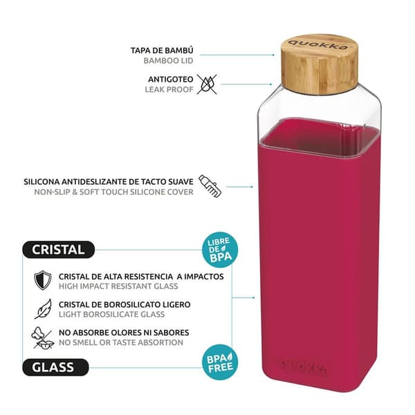 Quokka Storm - Glasvandflaske 700 ml (Maroon)
