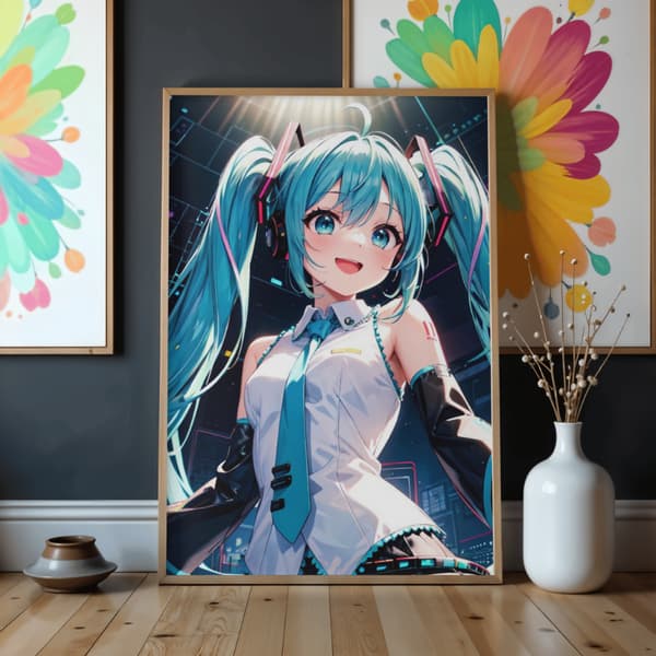 Måla efter nummer-bild med ram Anime Hatsune Miku 50x70 cm