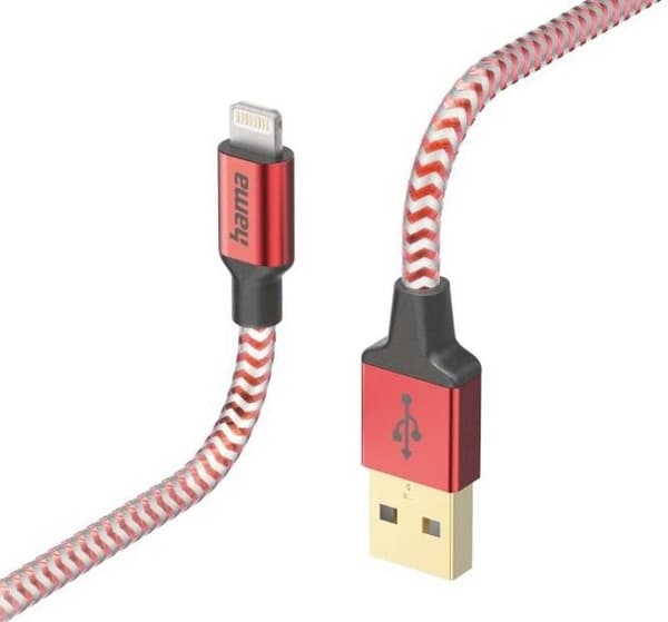 HAMA Laddnings-/Datakabel Reflekterande USB Typ A - Lightning 1,5m Röd