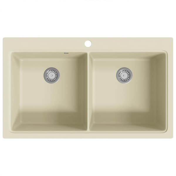 vidaXL Granit Dubbelt Handfat, Beige