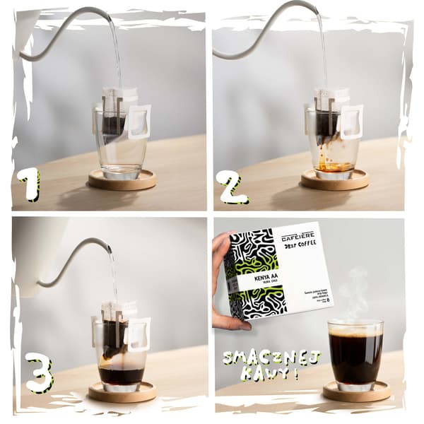 Drypppåse kaffe CAFEIERE Kenya AA Ruka Chui, 8 st