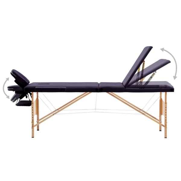 vidaXL foldbart massagebord 3-zoner træ lilla