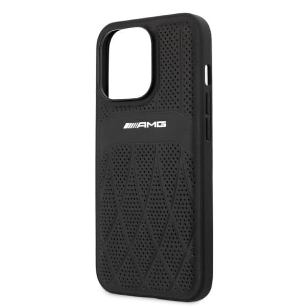 AMG AMHCP13LOSDBK iPhone 13 Pro / 136.1 sort/sort hårdt cover læder buede linjer