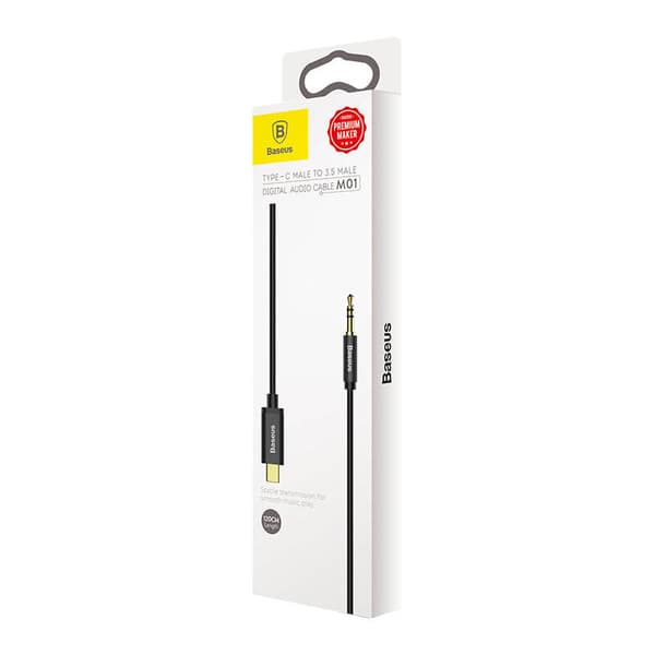 Baseus Yiven USB-C - 3,5 mm miniliitäntä -audiokaapeli 1,2 m (musta)