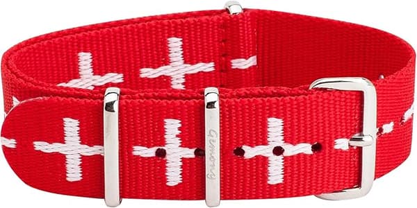 RÖTT NATO NYLON UNIVERSAL KLOCKREM SILVER SPÄNN 20mm