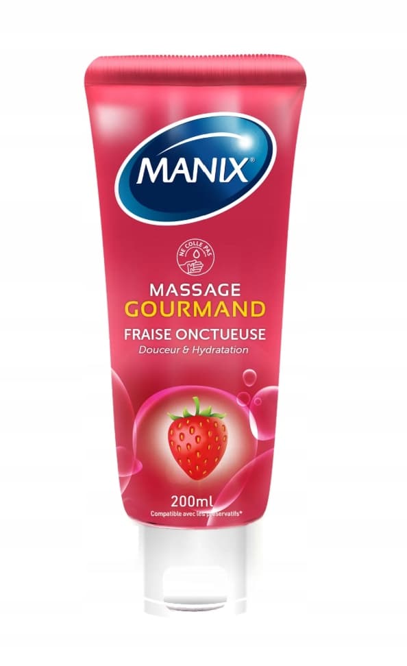 Massagegel MANIX Spiselig Jordbær 200 ml Glidemiddel