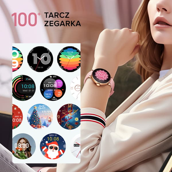 Smartur KIESLECT Pura Guld 1,19 tommer AMOLED Bluetooth 5.2 IP68