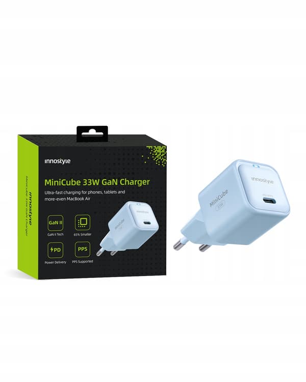 INNOSTYLE HURTIGOPLADER CUBE USB-C 33W USB TYPE C GAN II TIL SAMSUNG LED