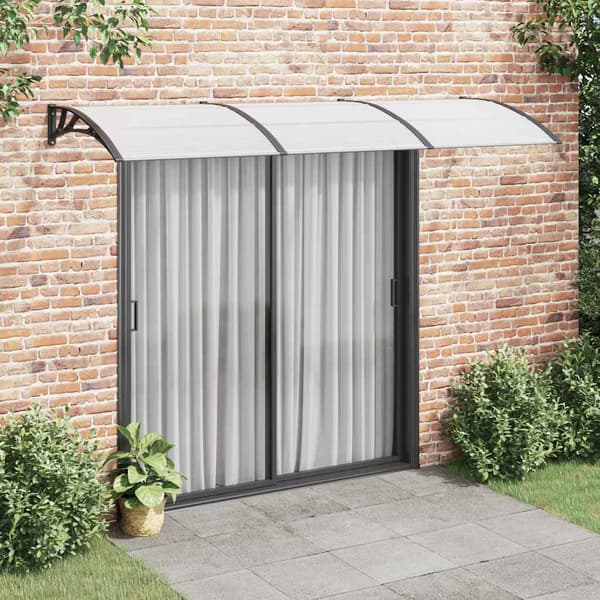 vidaXL dørmarkise sort og transparent 300x75 cm polycarbonat