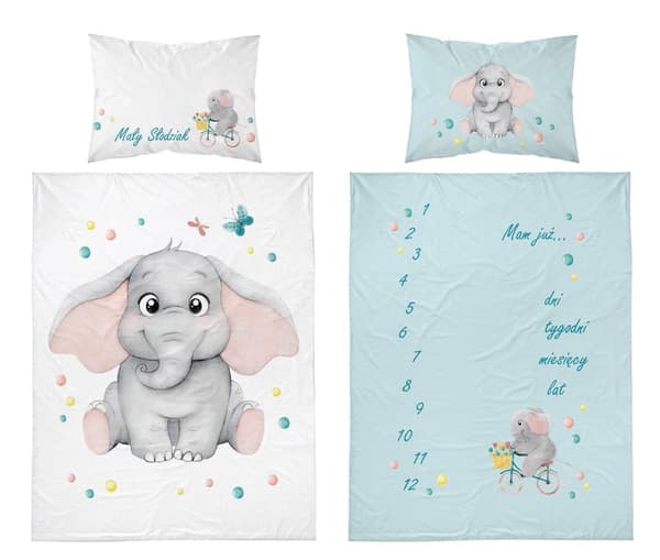 Babysängkläderset 100x135 Elefant BOMULL