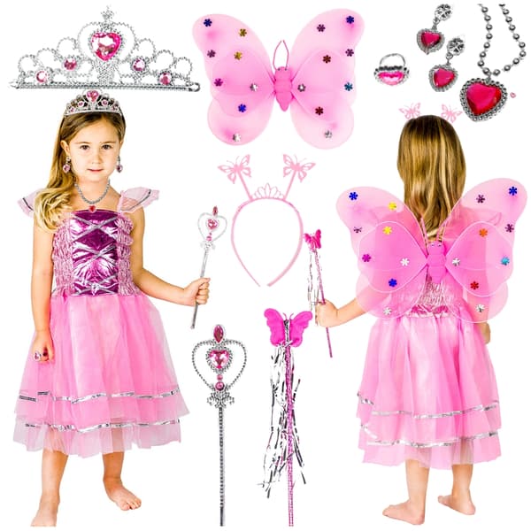 Prinsessakeiju-perhosasu 2in1-asu, asusteet, 9 tuotetta