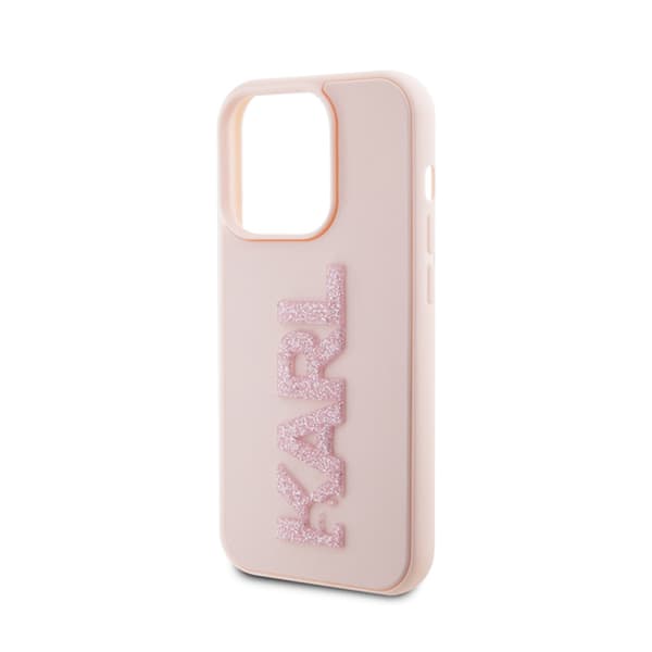 Karl Lagerfeld 3D Rubber Glitter Logo - iPhone 15 Pro Max-skal (rosa)