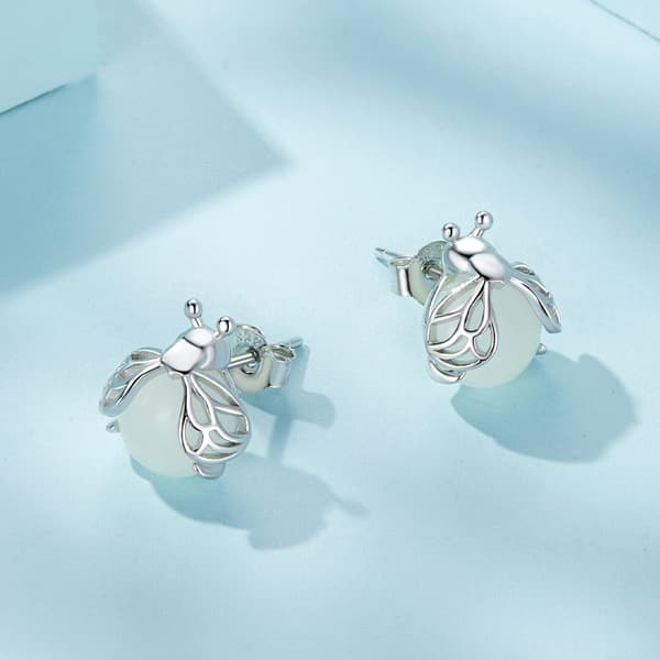 Glödande Eldfluga Silverörhängen 925 Silver