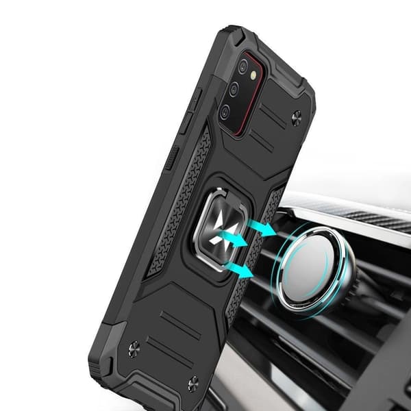 Wozinsky Ring Armor Hybridskal + Magnetiskt Hållare Samsung Galaxy A03s Blå