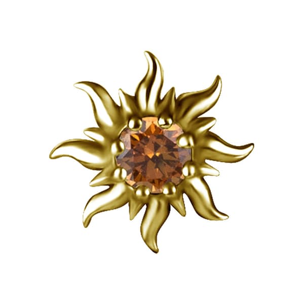Trycklock - sol med champagnefärgad zirkon - guld - PI-063