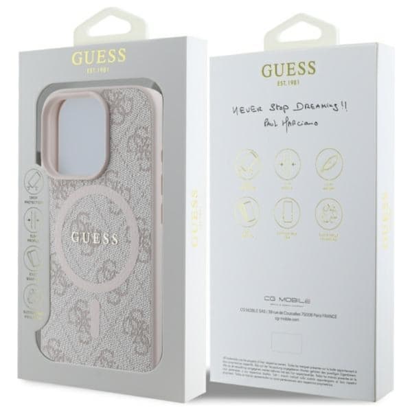 Guess 4G Ring Classic Logo MagSafe - iPhone 16 Pro Max cover (lyserød)