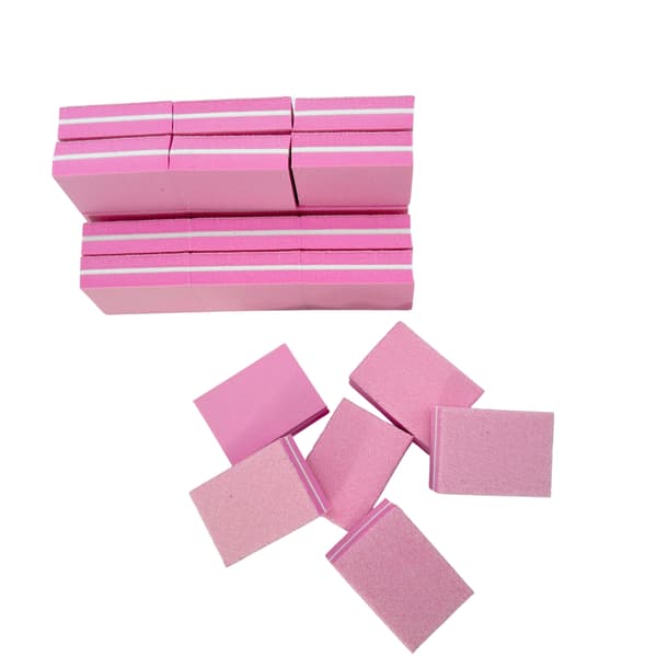 Mini nagellackblock rosa 100/180 polermaskin 50 st.