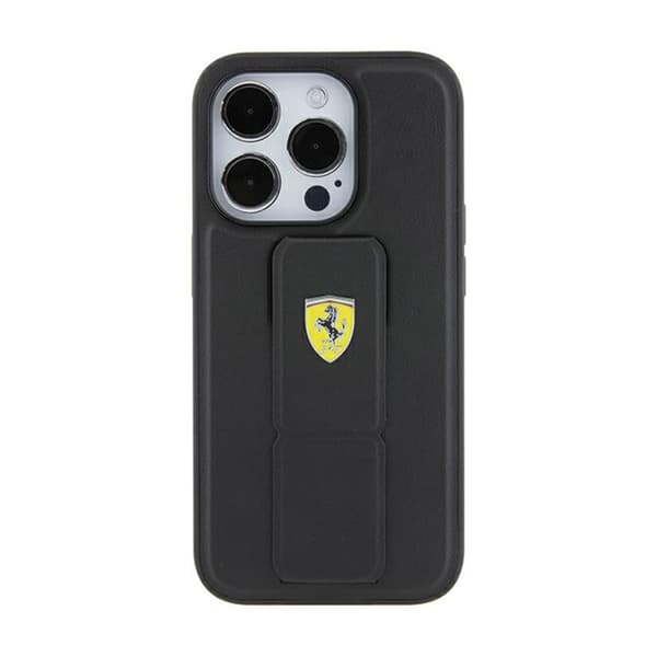 Ferrari Grip Stand Metal Logo - iPhone 15 cover (sort)