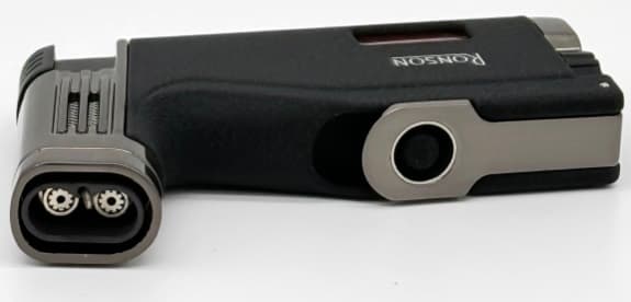 RONSON BREEZE RGL120 CRACKLE BLACK 2-jet lighter med hullemaskine