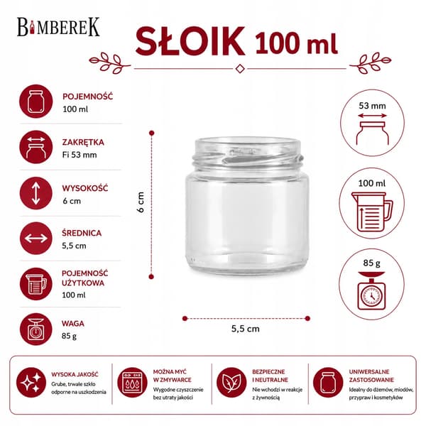 Glaskrukke 100ml til honning glaskrukker til marmelade gave sirup 50x