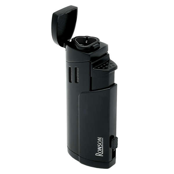RONSON CYCLON BLACK 3 JET lighter med cigarpunch, glødetråd