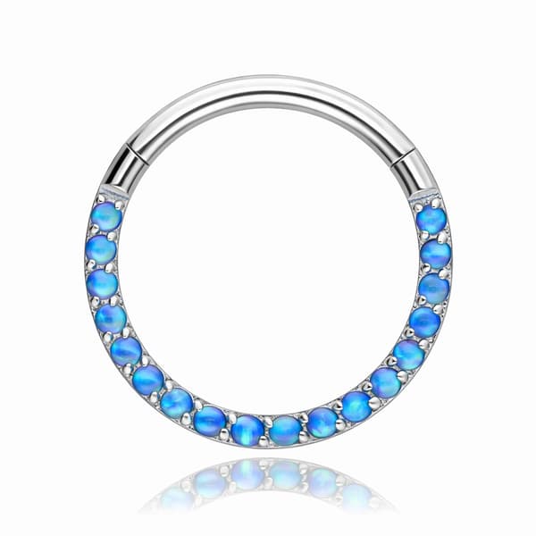 Titanium clickerring med blå opal - OP05 - TK-021 1.2/10