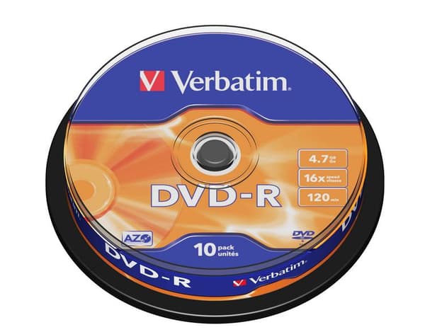 VERBATIM DVD-R Mat Sølv 16x Cake 10 diske