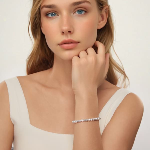 Silverarmband med pärlor, 925 silver, storlek S