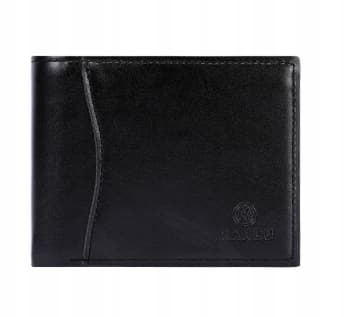 Herrplånbok i läder, svart, vikbar, elegant, present, P55