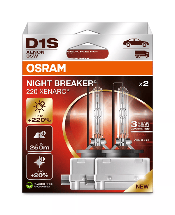 Osram Yön Rikkoja Xenarc D1S NL 220% Setti