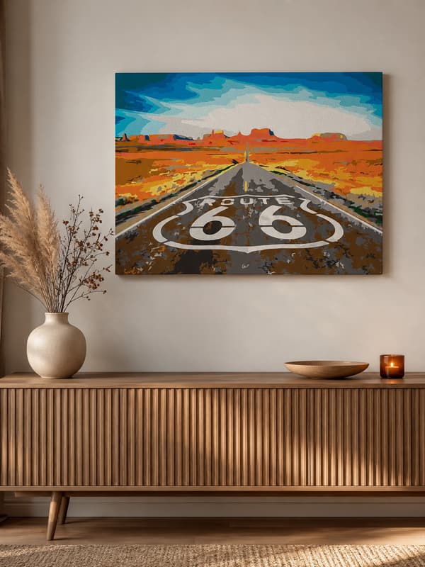 Maleri efter tal Med ramme Billeder til maleri Route 66 50x40 cm