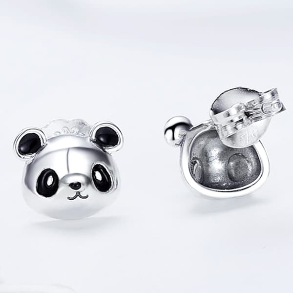Sølv panda bjørn øreringe, 925 sølv ørestikker