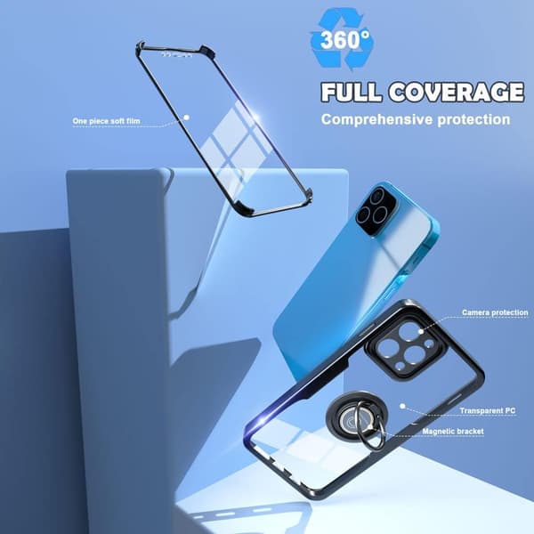 ETUI TIL APPLE IPHONE 11 PRO SILIKONE RAMME SORT HÅRD BAGSIDEN 360