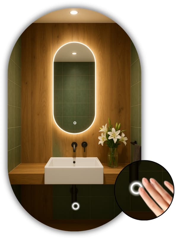 Oval LED Mirror 70x110 with Touch Switch Waterproof IP65 LUNA