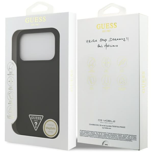 Guess Silikone Trekantet Logo MagSafe - iPhone 17 Pro Max Etui (Sort)