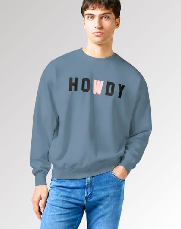 Wrangler GRAPHIC CREW Dammblå lös herrtröja i bomull med tryck M