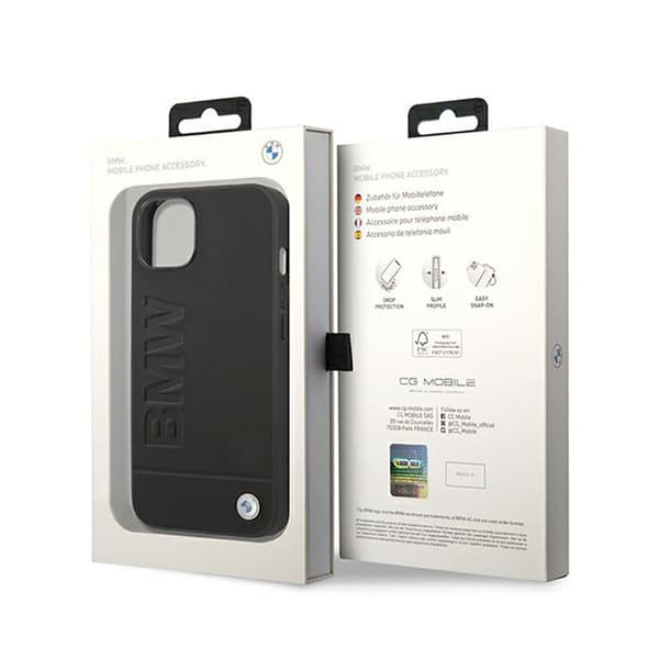 BMW Läder Hot Stamp - iPhone 14 Plus Skal (Svart)