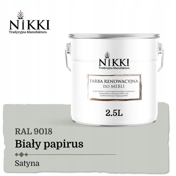 Maling til køkkenmøbler skabsfronter hvid Papyrus RAL9018 satin 2,5L