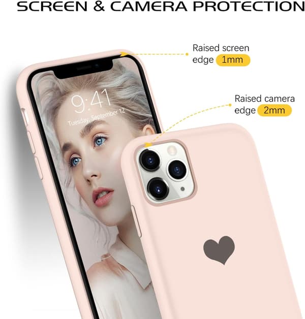 ETUI TIL APPLE IPHONE 11 PRO MAX PINK SILIKONE ETUI MED HJERTE A2161