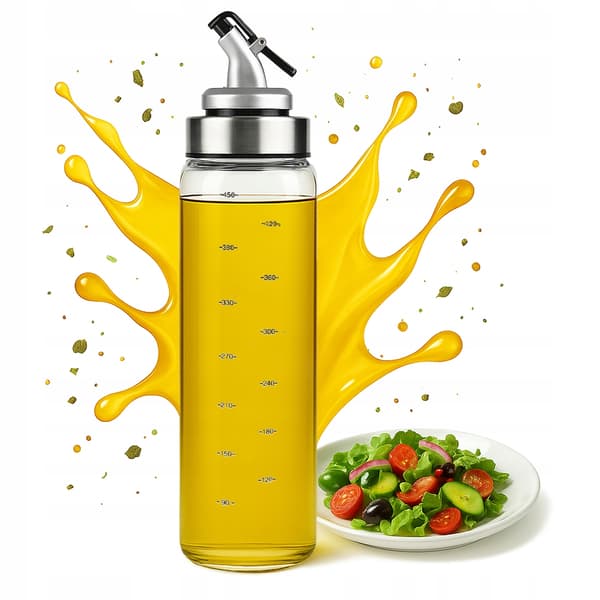 Glasflaskedispenser 500 ml med skala til olie, saucer, eddike 0,5 l