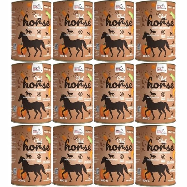 Vådfoder til hunde SYTA MICHA Hestekød med grøntsager 12x400g