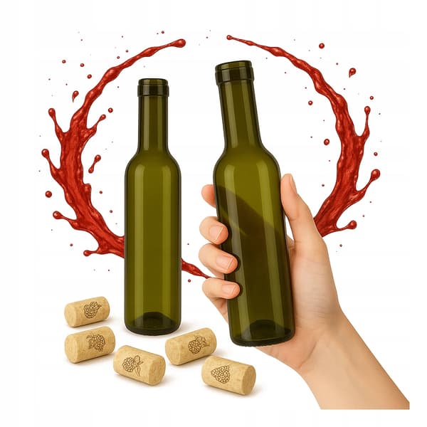 70x vinflaskor 375ml mörk glasflaska för likörer, vinsirap, vinäger