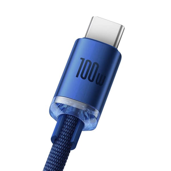 Baseus Crystal Shine USB till USB-C-kabel, 100W, 2m (Blå)