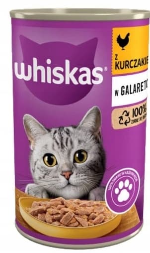 Våtfoder för katter Whiskas Kyckling i gelé 24x400 g