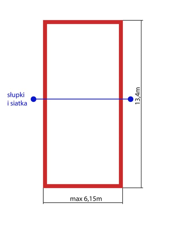 Badmintonlinor, justerbara [max planbredd 6,15x13,4 m] bandbredd 4 cm, blå, markfäste: stift