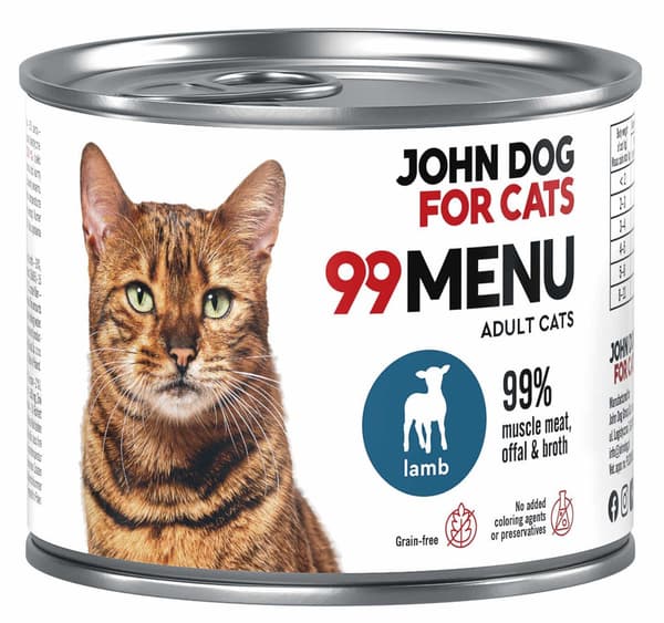 John Dog för katter | 99 meny | Våtfoder för katter burk 200g - Lamm 200g